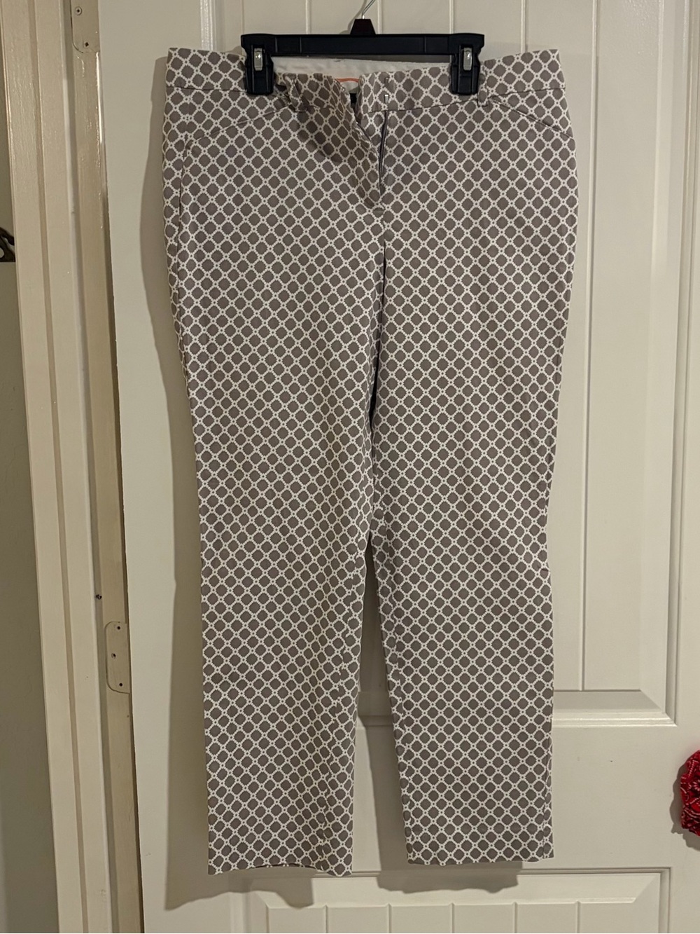 Zac & Rachel Taupe (greige) and White Geometric Straight Leg Pants